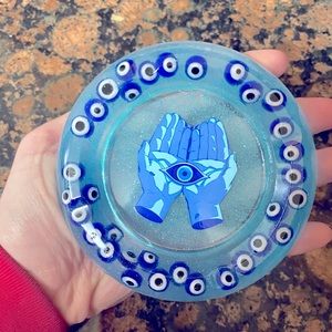Glow in the dark evil eye protection ashtray